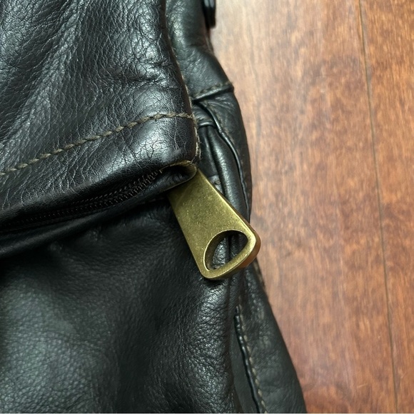 Fossil Explorer Tote in Black Leather with Brown Leather and Brass Accents - Picture 10 of 16